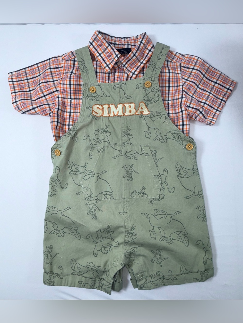 Disney Baby 24M Lion King Toddler Boy’s Simba 2-Piece Shortalls & Button-Up Set